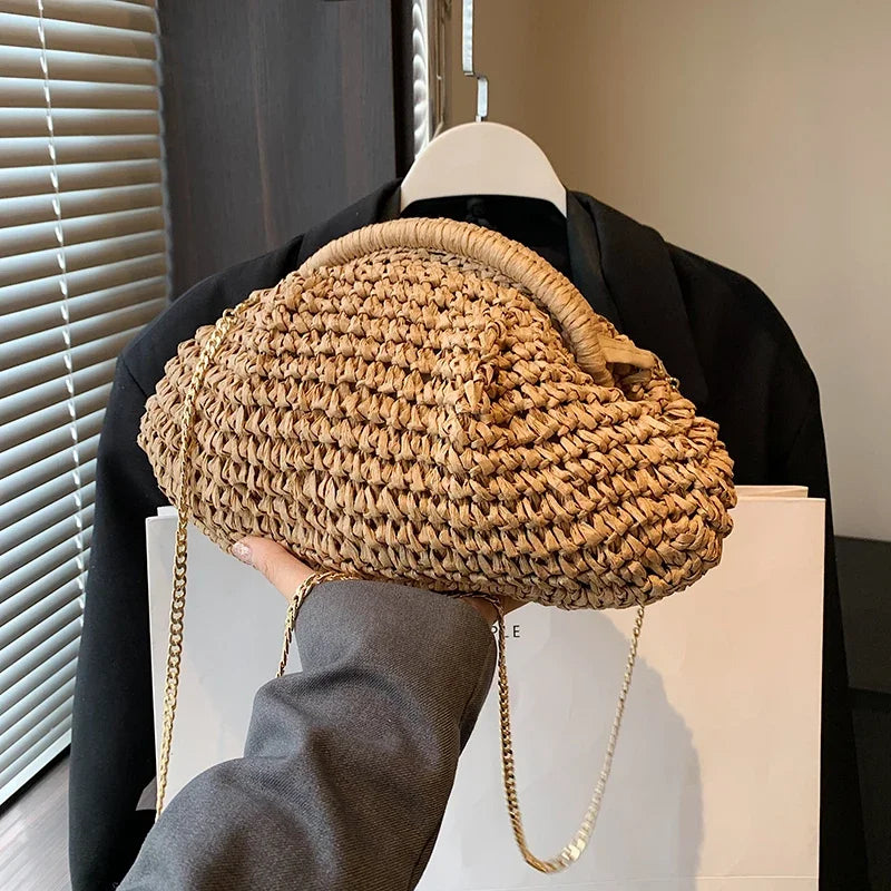 2025 Summer New Straw Weaving Crossbody Bag Fashionable and Casual Shell bag Women's Shoulder Bags with Excellent Texture bolsas