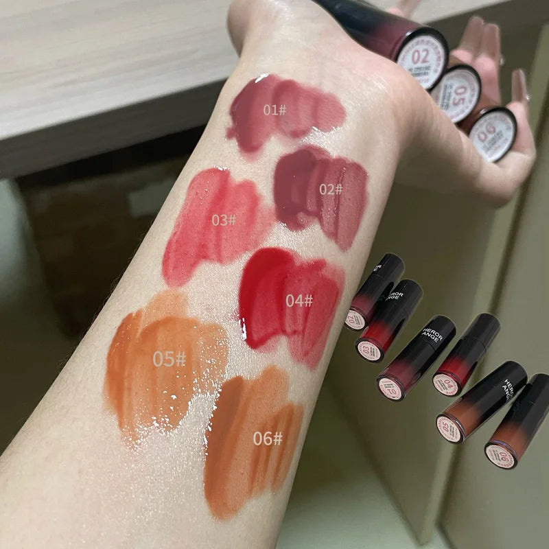 HERORANGE Color-Cooling Shimmering Lip Gloss Hydrating Silky Long-Lasting Color-Dyeing Clear Watery Mirror Lip Glaze