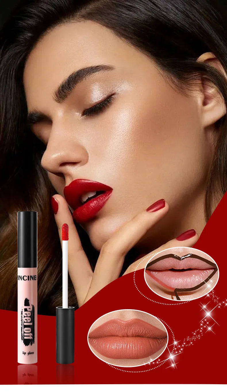 Peel Off Lipstick Matte Pink Tattoo Lip Gloss Waterproof Lipliner Long Lasting Matte Brown Lip Tint Tear-off Lip Stain Cosmetics