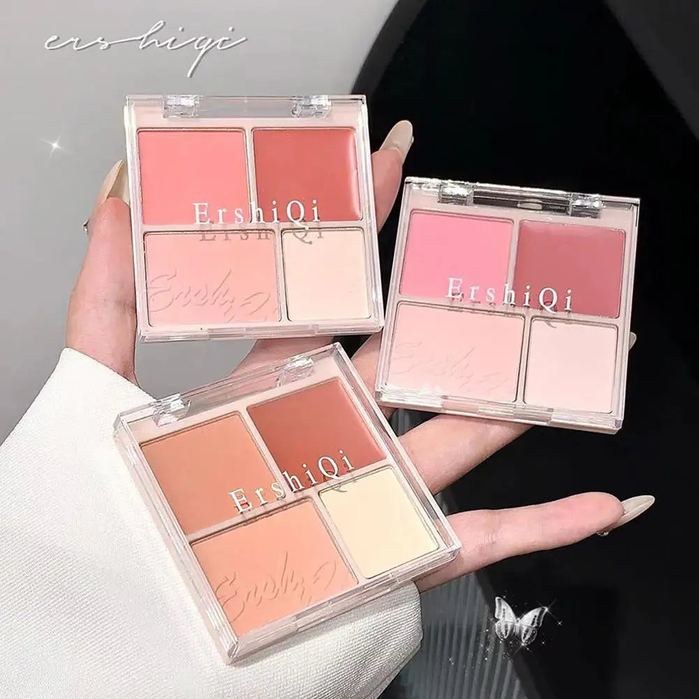 4 Colors Concealer Blush Cream Matte Highlight Contour Makeup All-in-one Palette Rose Hawthorn Cheek Tint Blusher Powder Makeup