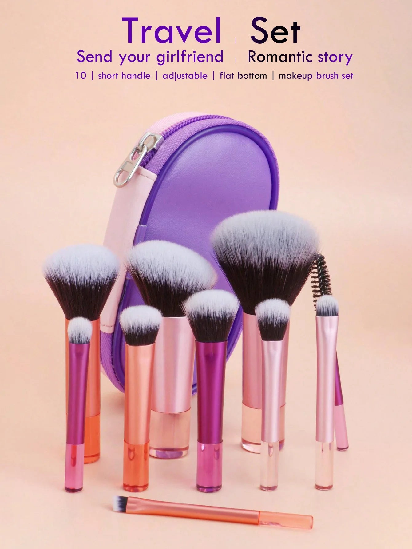 10 color Mini makeup brush Travel portable Makeup Tool - Palm Brush Professional Makeup tool set gift