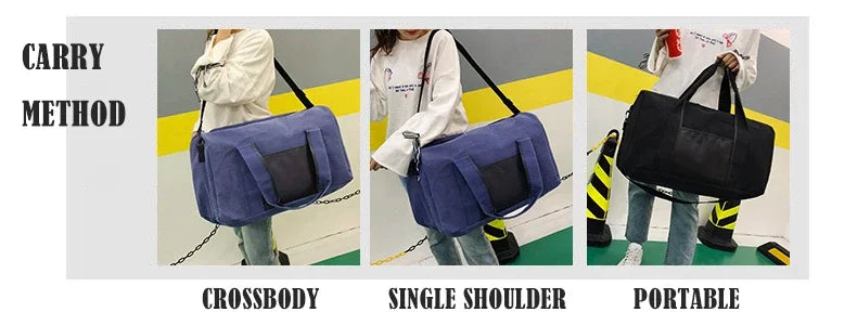 Canvas Simple Travel Luggage Handbags Solid Durable Duffel Shoulder Bags Crossbody Weekend Carry Organizer for Men Women