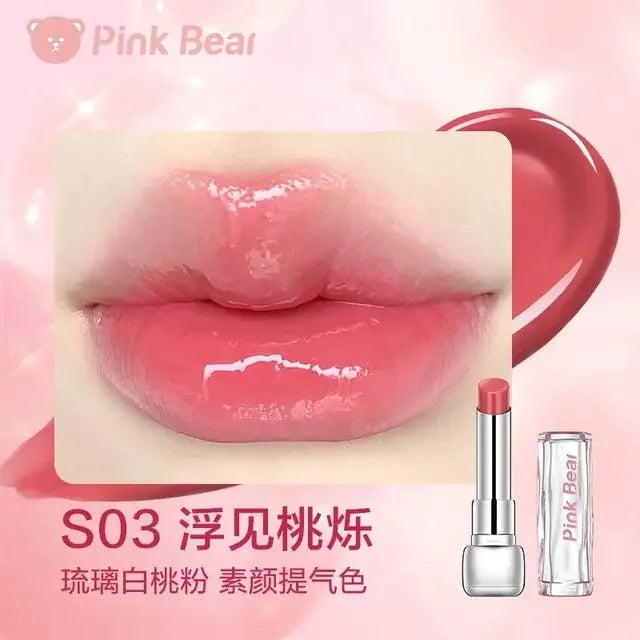 Pink Bear Water Essence Solid Lipgloss Moisturizing Mirror Lip Glaze LipSugar Light Lipstick Light Sensation Beauty Makeup