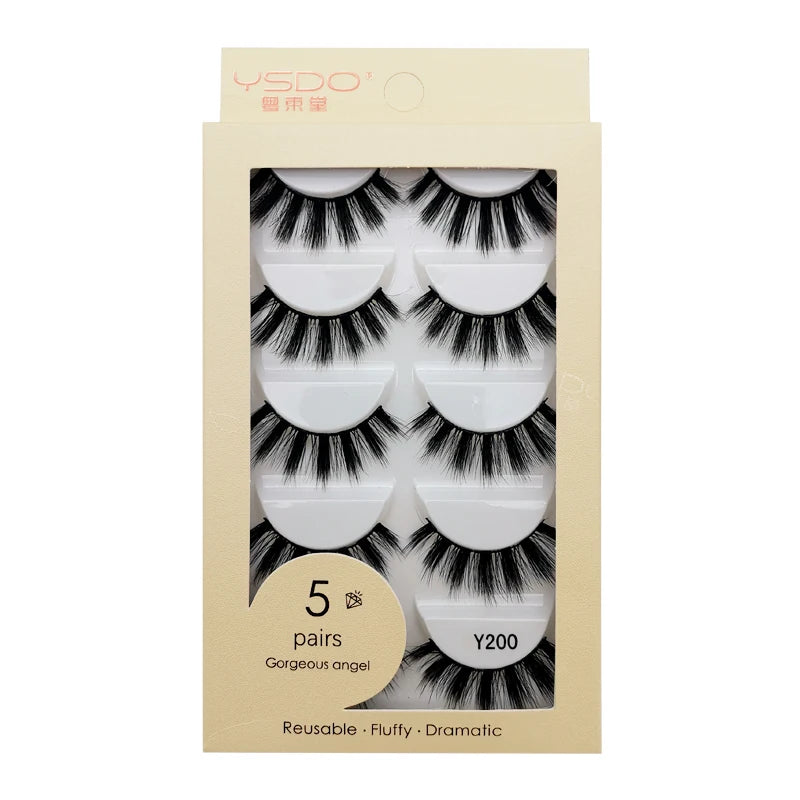 YSDO 3/5 Pairs 3D Mink False EyeLashes Winged Lashes Thick EyeLashes Makeup Fake EyeLashes Volume Lash Dramatic Mink EyeLashes