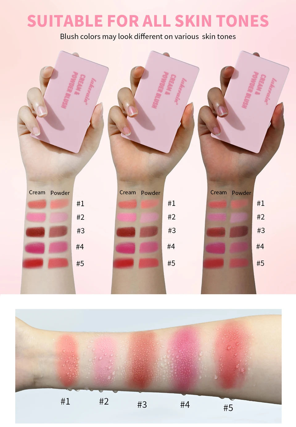 Cream&Powder Blush Palette Natural Long-lasting High Pigment  Blush Makeup Contour Powder Beauty Peach Pink Korean Makeup Blush