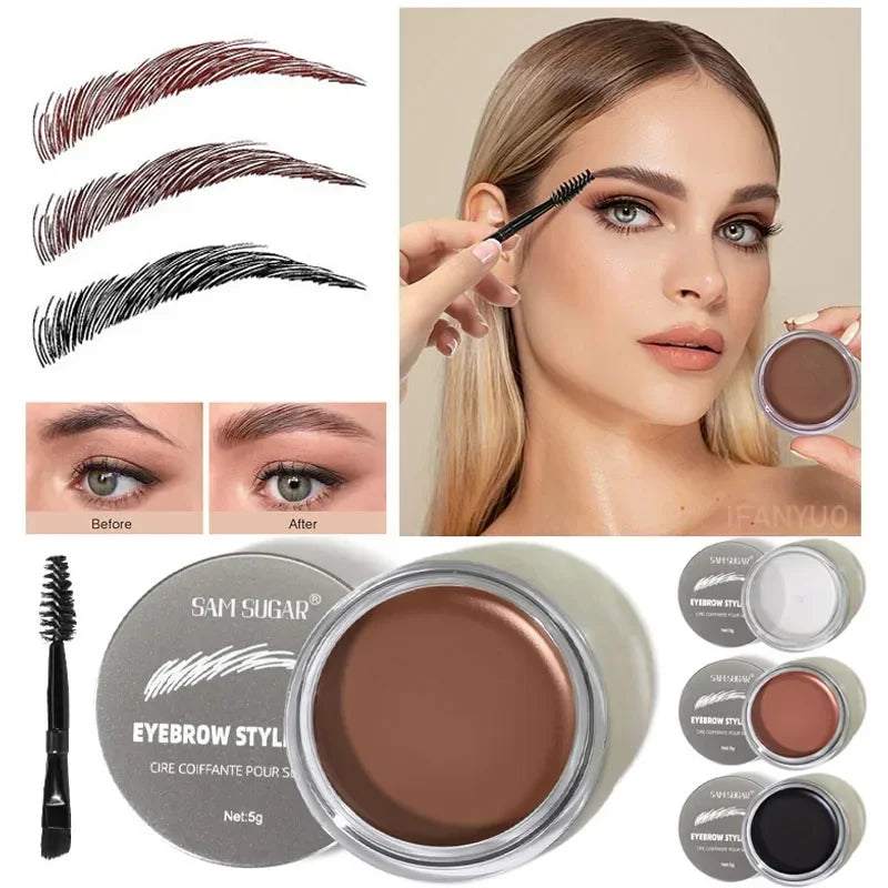 Long Lasting Eyebrow Styling Wax Soap with Brush Waterproof Gel Texture Transparent Coffee Brown Eye Brow Tint Cosmetics Makeup