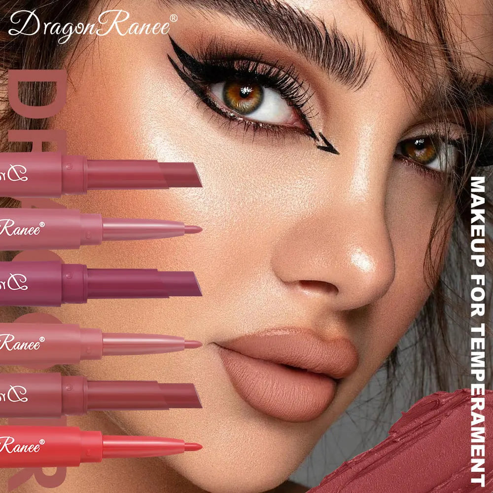 Six Double-Ended Lipstick Set, Velvet Matte Matte Lipstick, Lip Gloss, Easy to Color, Non-Fading, Non-Stick Lipstick Set