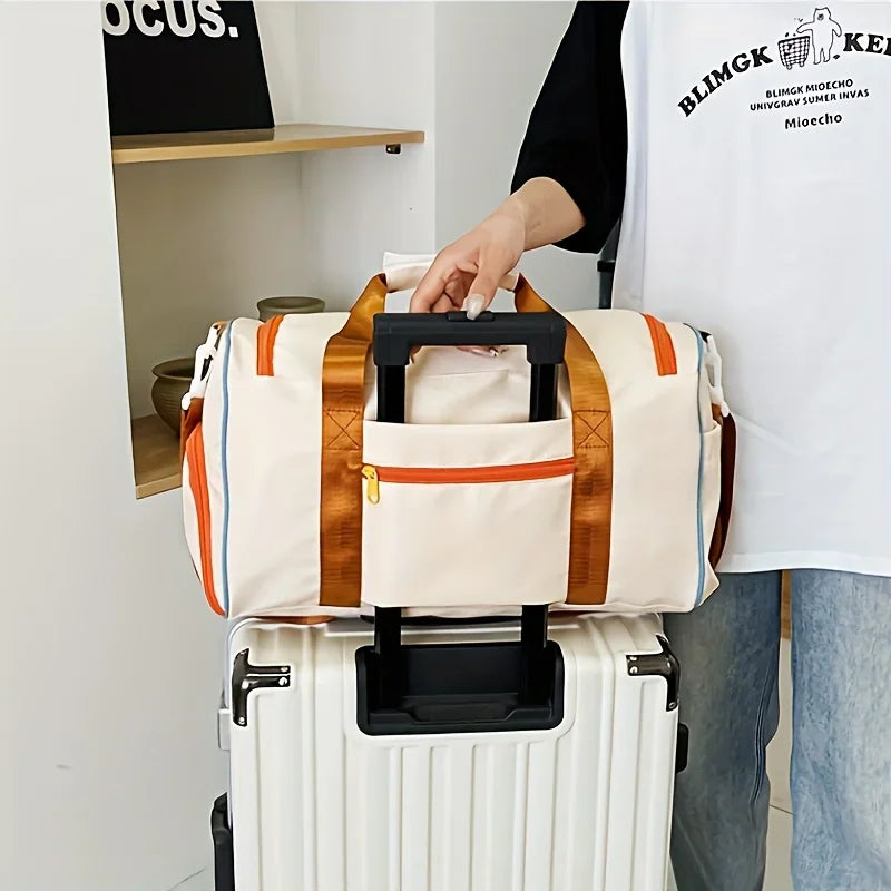 Large Capacity Oxford Fabric Gym Duffel Bag with Shoe Compartment & Adjustable Shoulder Straps, Multi-Pocket Travel Bag