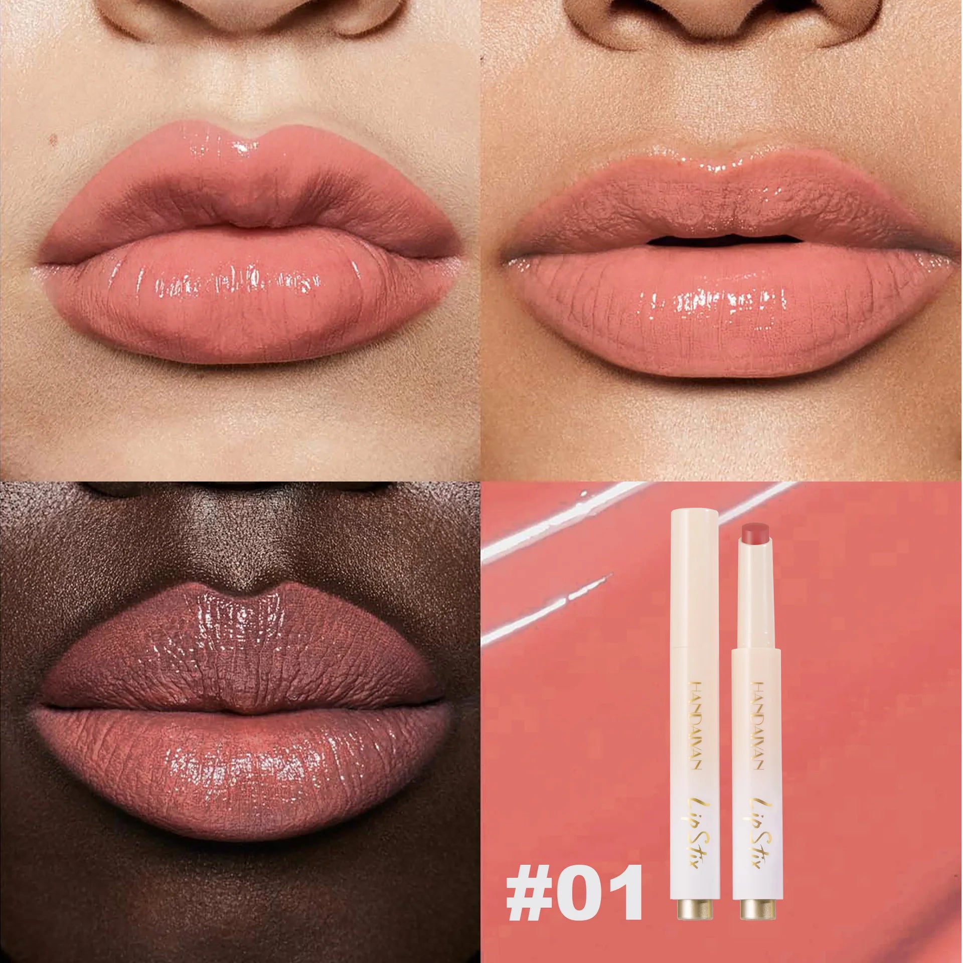 HANDAIYAN 8-color hydrating mirror color pressed lipstick pencil pearl long-lasting moisturizing hydrating lipstick pen