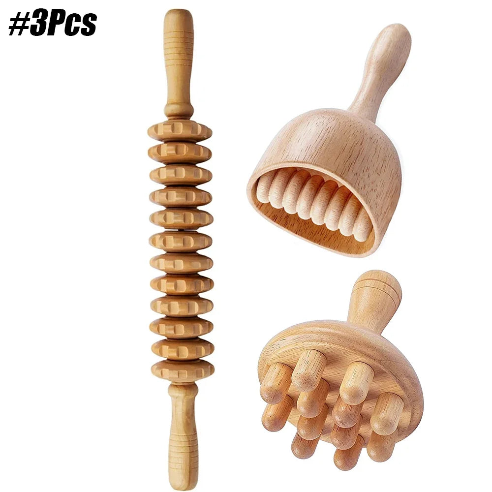 Wood Therapy Massage Roller Stick Wood Massage Cup Wooden Lymphatic Drainage Gua Sha Tool Body Shaping Muscle Massage Relaxation