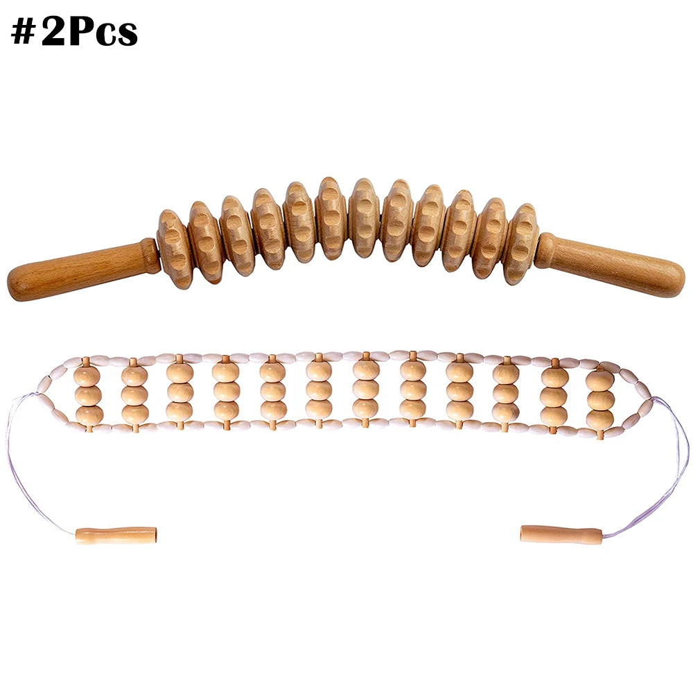 Wooden Therapy Massager Lymphatic Drainage Anti Cellulite Maderoterapia Kit - Body Contouring, Belly Waist Muscle Massage Relax