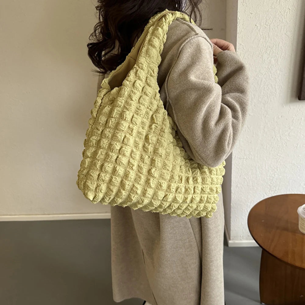 Elegant Handbag Pleated Cloud Bag Female Candy Color Large Capacity Shoulder Bag Handbags Shopping Girls Pouch Tote Bolsas