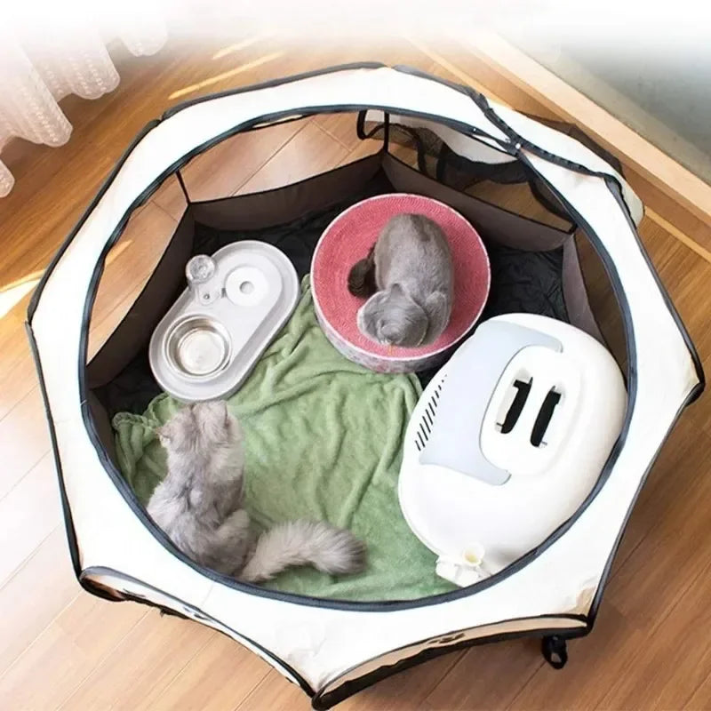 Foldable Octagonal Pet Tent Portable Cat Dog Cage for Outdoor Camping Large Enclosure Travel Fence House for Cats and Dogs