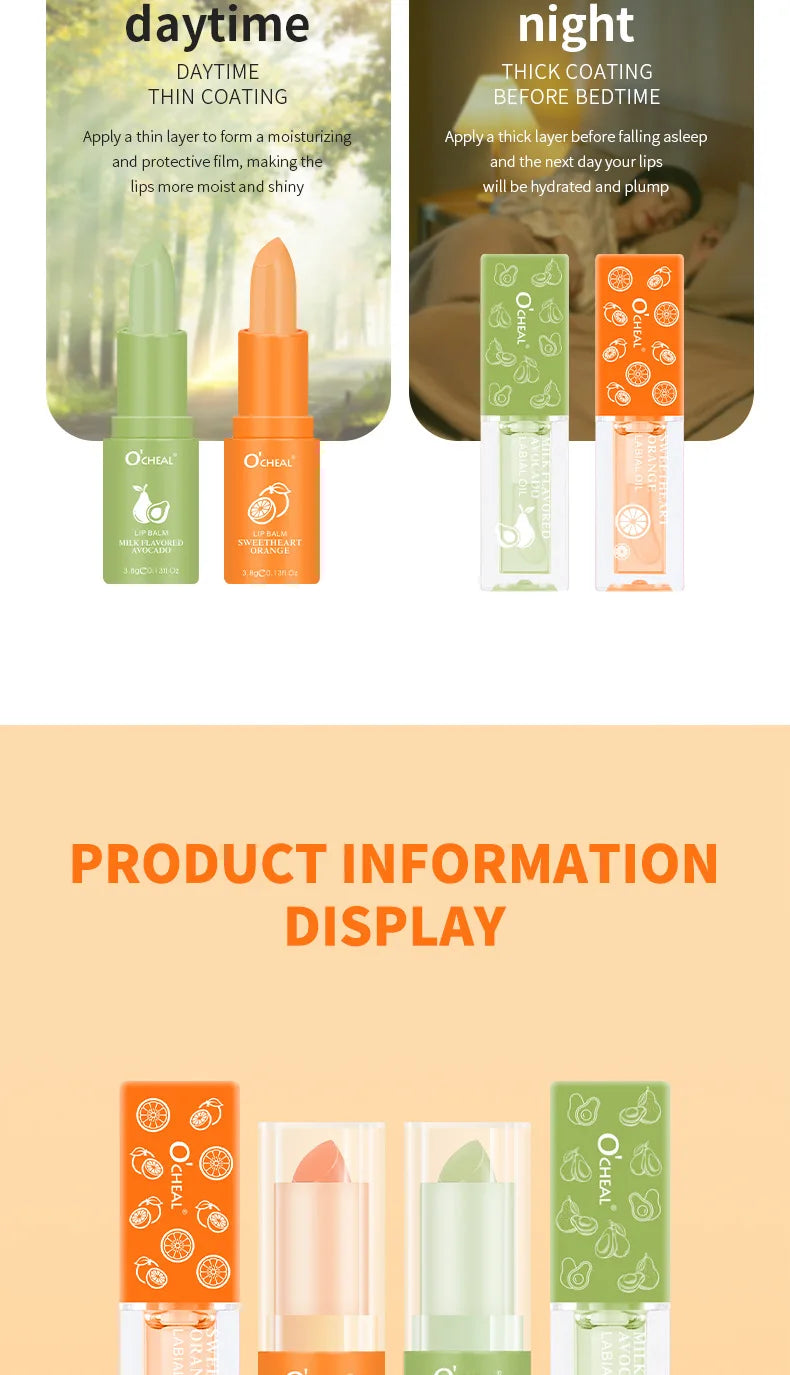 Honey Avocado Lip Balm&Lip Gloss Set PH Color Change Moisturizing Long Lasting Light Pink Lipstick Lips Makeup for Women