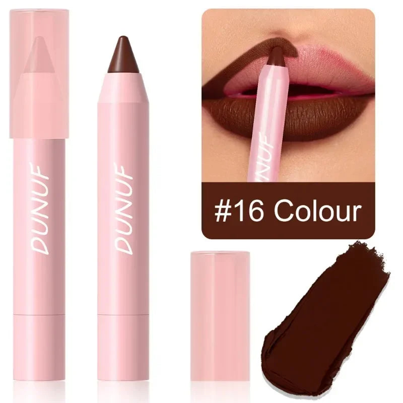 Sexy Dark Red Brown Lipstick Pencil Matte 18 Colors Lip Liner Crayons Rich Full Color Lip Tint Silky Natural Creamy Texture Pen
