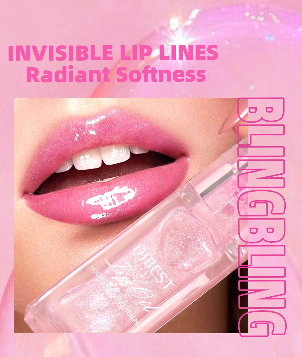 QIBEST Lip Oil Magic Warm Color Changing Lipstick Balm Lip Glaze Transparent Moisturizing Lipgloss Shiny Glitter Lips Cosmetics