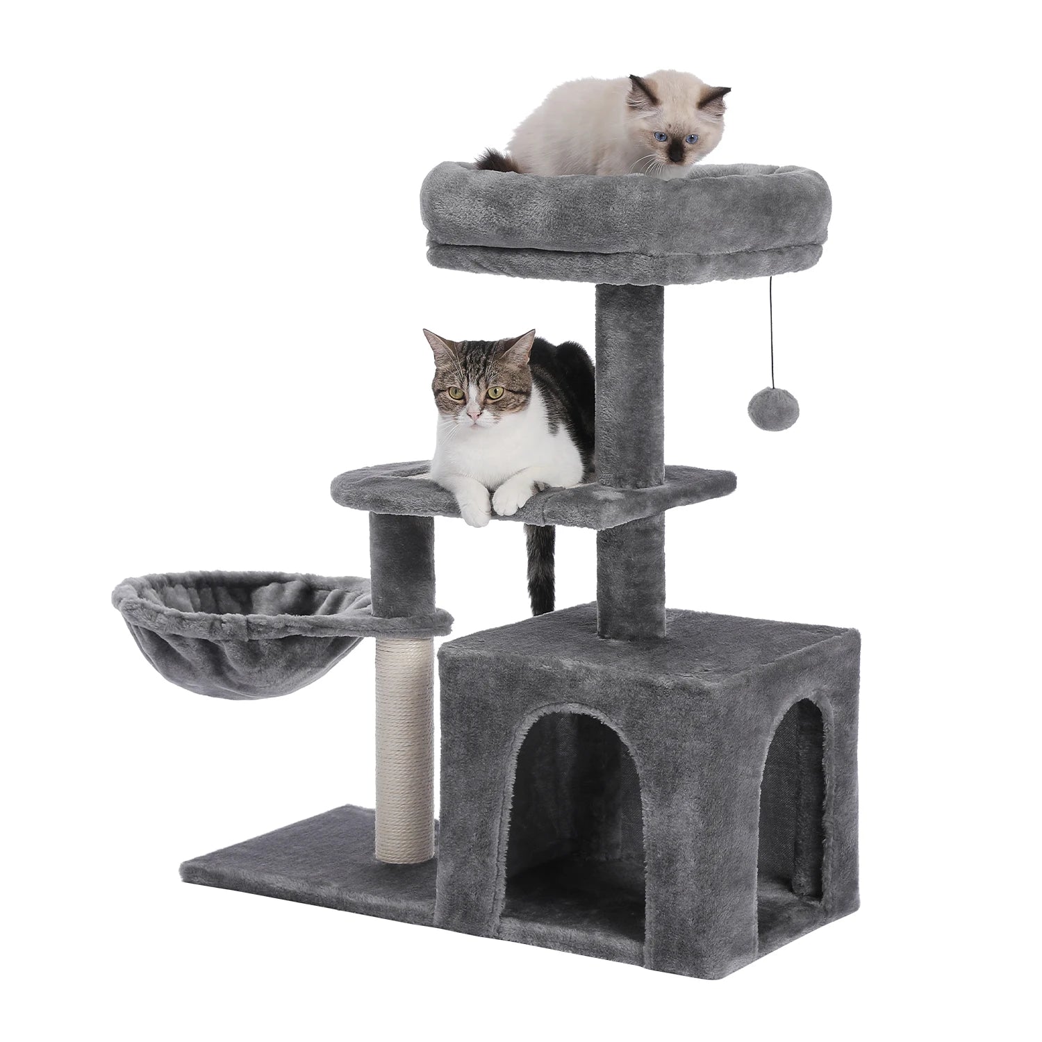 Cat Tree for Small Indoor Cats, Plush Cat Tower with Large Cat Condo, Deep Hammock and Sisal Cat Scratching Post for Kittens