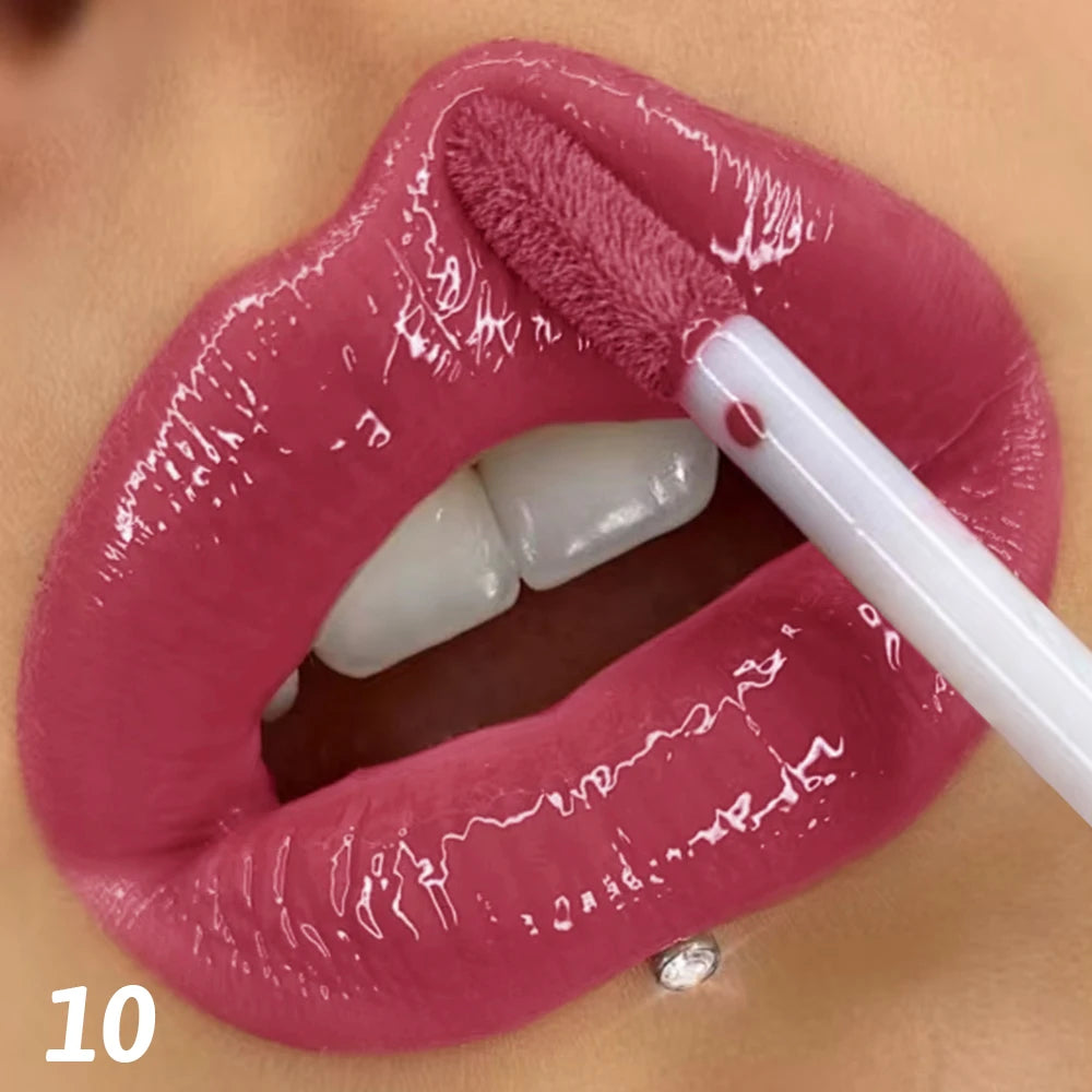 Waterproof quick-drying lip glaze, 16 colors available for mirror-finished lip glaze, clear and non-sticky, non-fading, waterpro