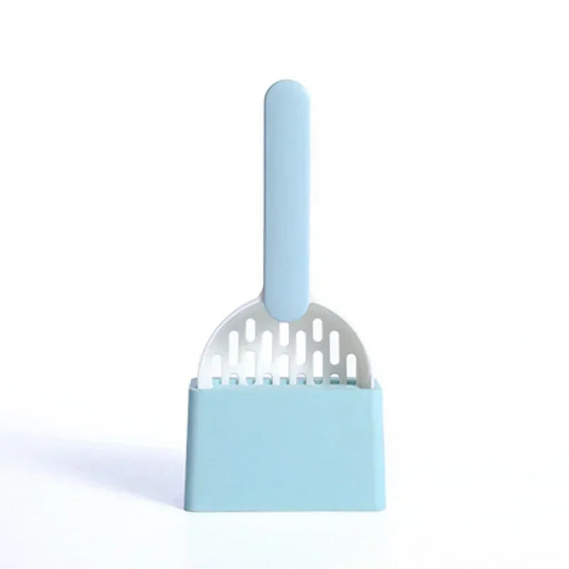 Cat Litter Scoop with Base Plastic Self Cleaning Cat Litter Shovel Cat Toilet Cleaning Tool Lightweight Manure Cleaner Cat Litte