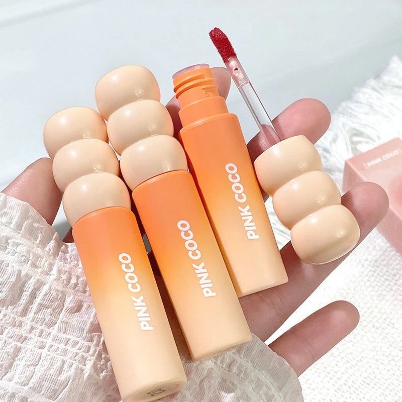 PINK COCO Sunset Galaxy Lip Glaze Matte Matte Velvet Lip Mud Low-saturation Tone Autumn and Winter Matte Lip Glaze