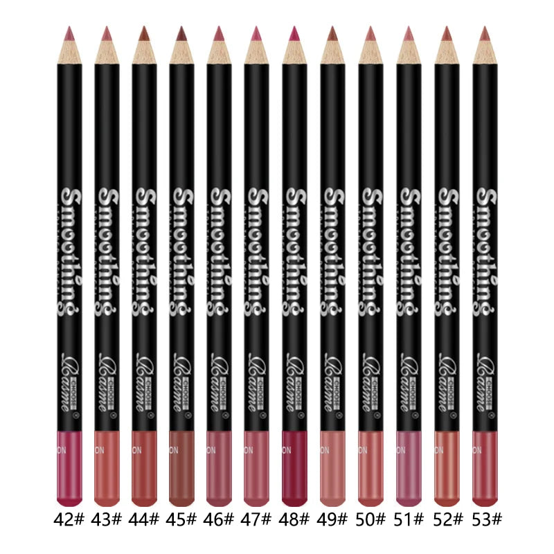 12-Color Lip Liner Set, Long-Lasting, Smudge-Proof, Easy To Apply, Transfer-Resistant, Matte Lip Pencil