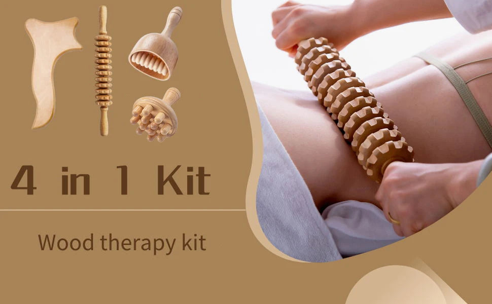 Wood Therapy Massage Roller Stick Wood Massage Cup Wooden Lymphatic Drainage Gua Sha Tool Body Shaping Muscle Massage Relaxation