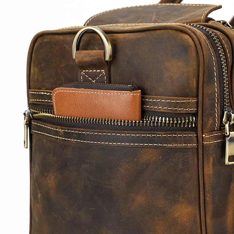 Luufan Crazy Horse Leather Men's Travel Bag Big Travel Duffel Durable Cowhide Weekend Bag Man Genuine Leather Luggage Tote Bag