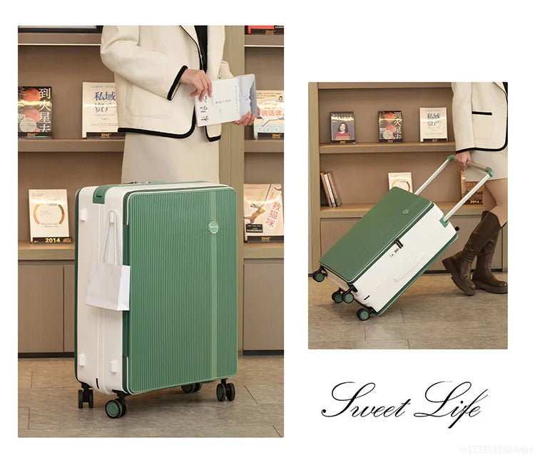 20/24 Inch Front Opening Travel Bags 1:9 Wide Pull Rod in The Deep Warehouse Rolling Luggage Case Travel Suitcases with Wheels