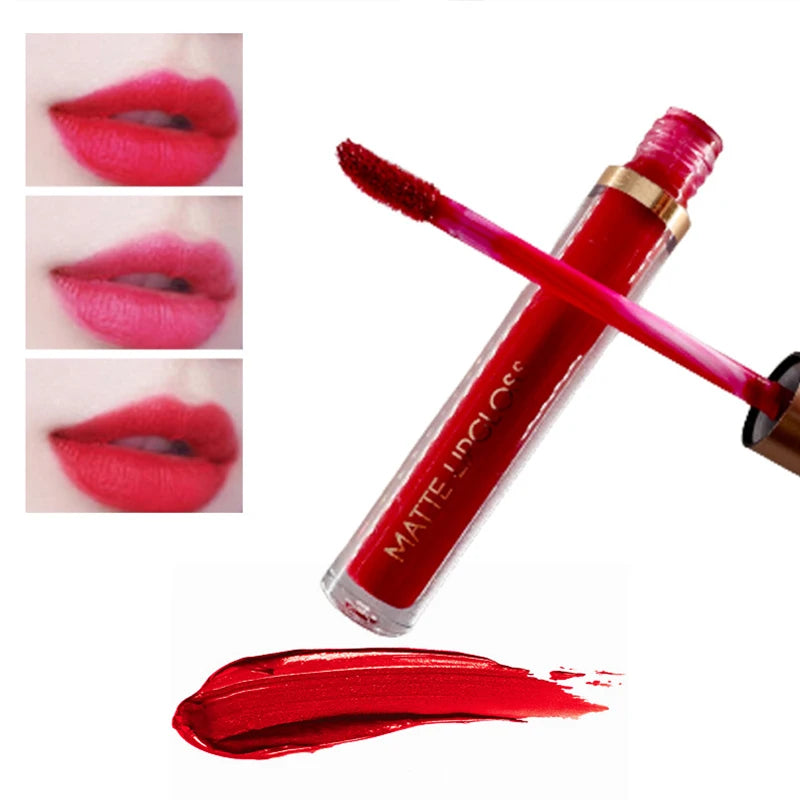 Matte Lip Gloss Two Sets Of 24-hour Waterproof Non Stick Cup Liquid Lipstick Long-lasting Beautiful Korean Cosmetics Set