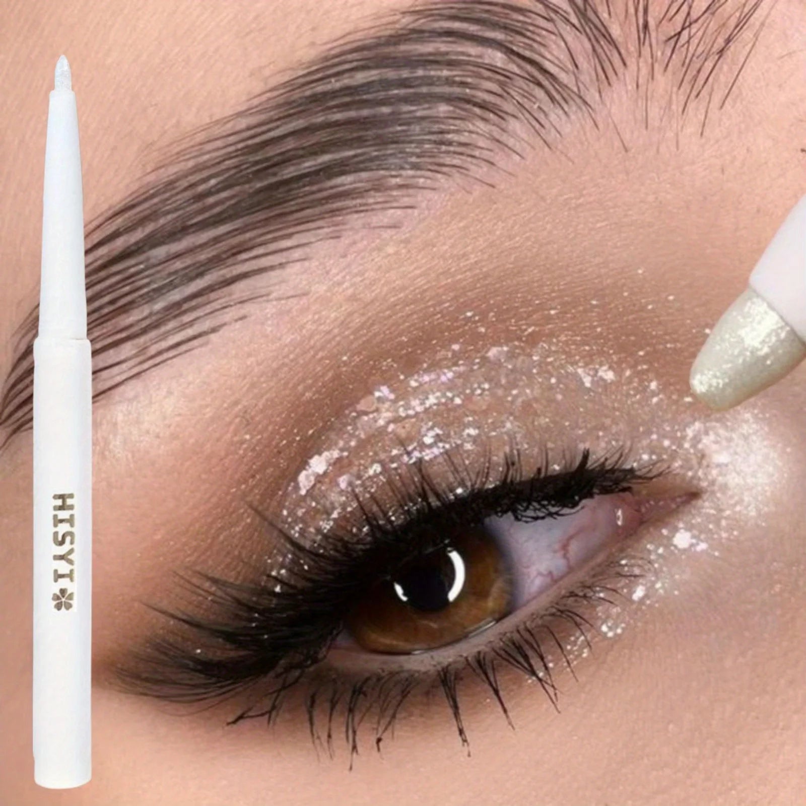 Pearly Glitter Eyeliner & Highlighter Pen - Waterproof, Sparkling Under Crease Eyeshadow Stick For Monochrome Eye Makeup