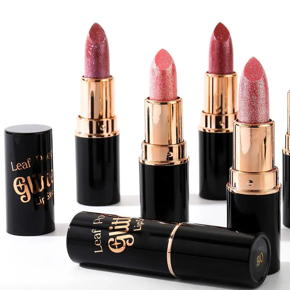 6 Colors Glitter Lipstick Waterproof Lasting Diamond Pearlescent Metallic Lipstick Women Lips Makeup Cosmetic