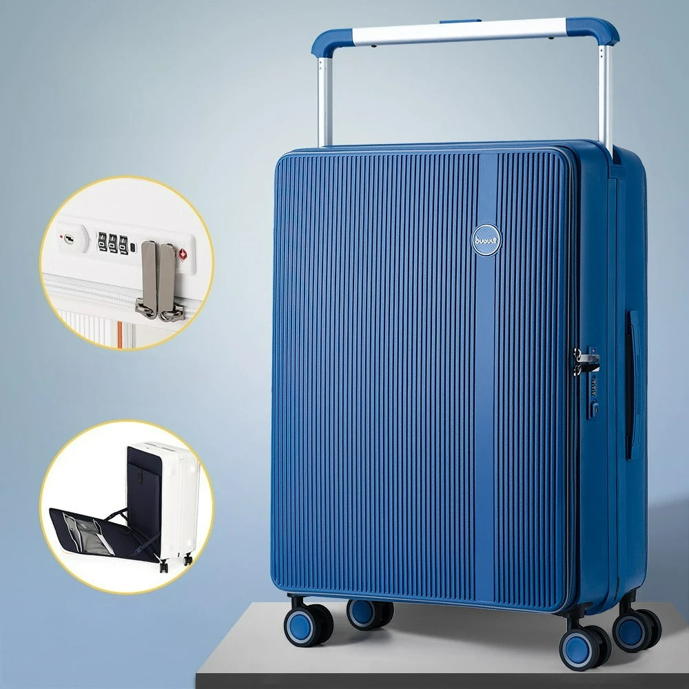 20/24 Inch Front Opening Travel Bags 1:9 Wide Pull Rod in The Deep Warehouse Rolling Luggage Case Travel Suitcases with Wheels
