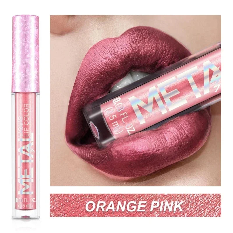 Waterproof Pearl Matte Lipstick Long Lasting Non-Stick Cup Lip Glaze Shimmer Glitter Metallic Lip Gloss Lips Makeup Cosmetics