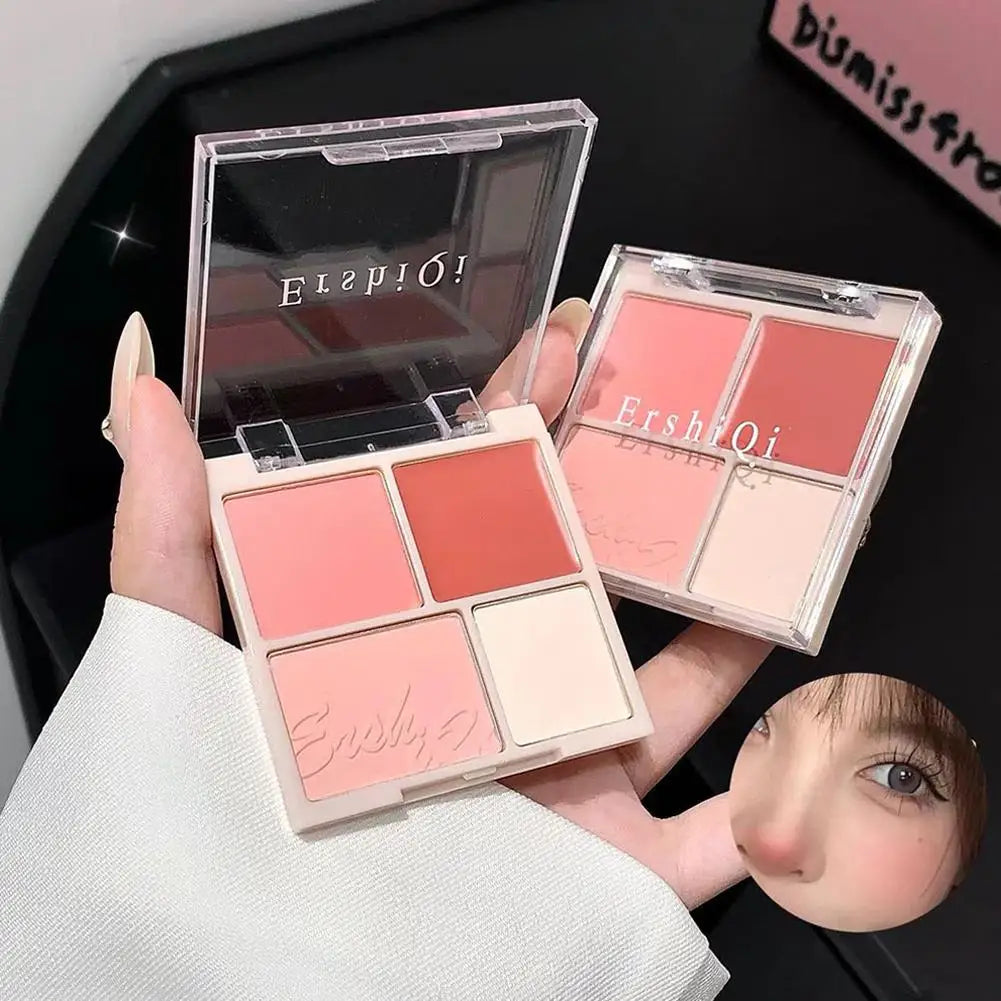 4 Colors Concealer Blush Cream Matte Highlight Contour Makeup All-in-one Palette Rose Hawthorn Cheek Tint Blusher Powder Makeup