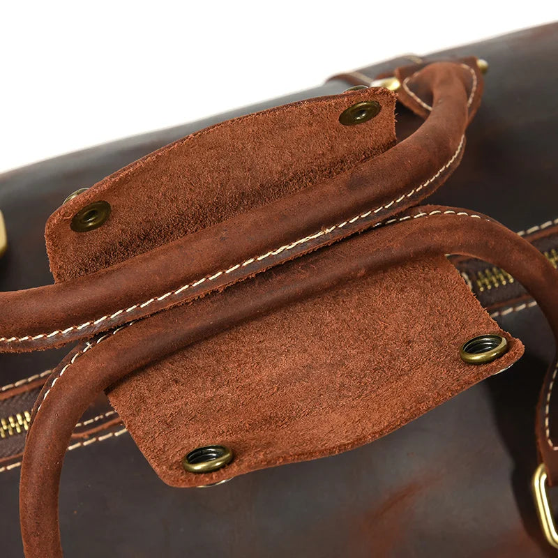 Fashionable Style Men's Leather Travel Handbags Real Cowhide Leather Duffle Bags For Man Male Weekend Bags With Shoe Pocket