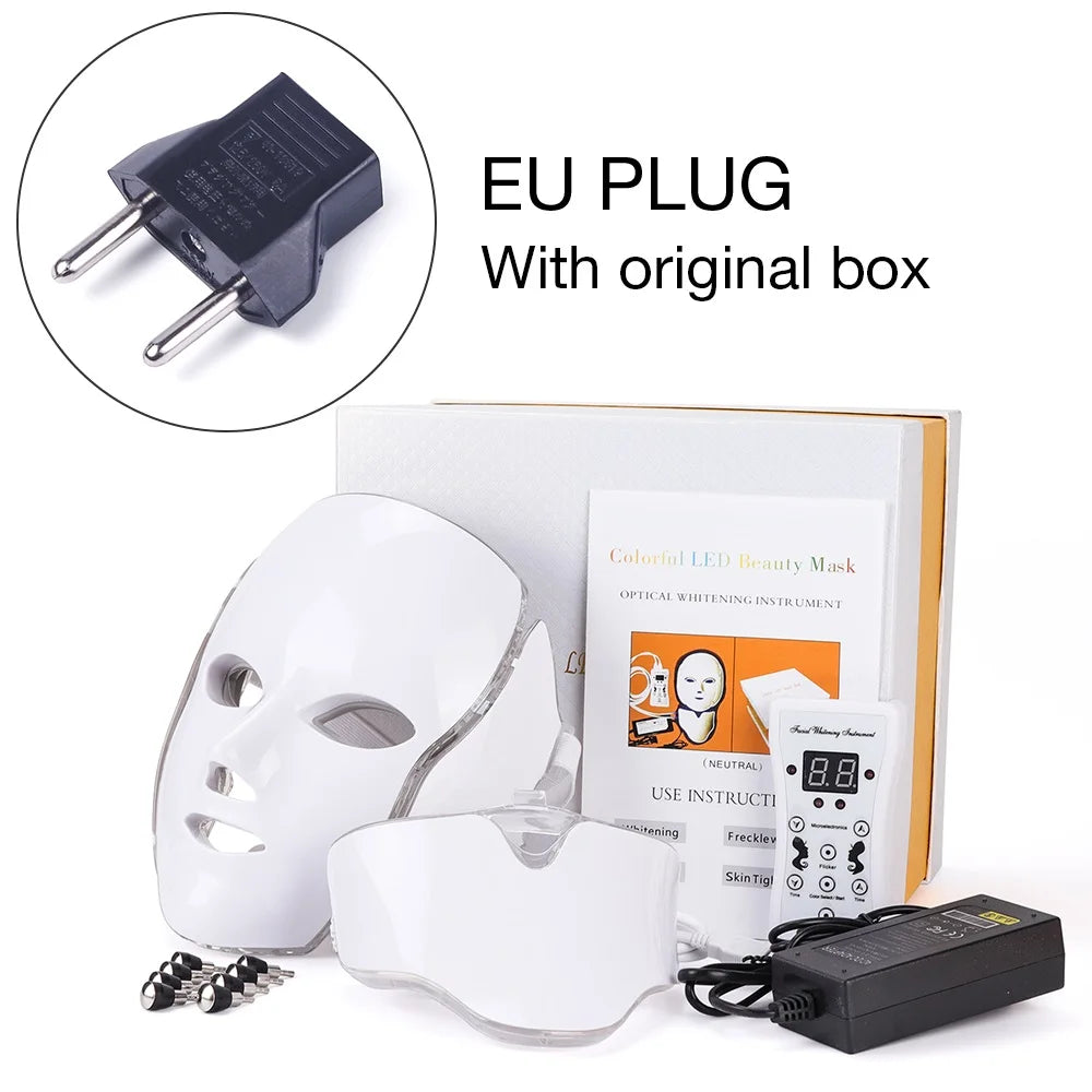 7 Colors Light LED Facial Mask with Neck Korean Photon Therapy Face Mask Red Light Therapy Acne Wrinkle Removal Beauty Skin Care