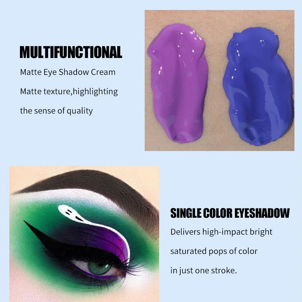 Colored Waterproof Long-lasting Non-smudge Matte Liquid Eyeshadow Cream Sweatproof Nude White Purple Blue Eye Makeup Cosmetics