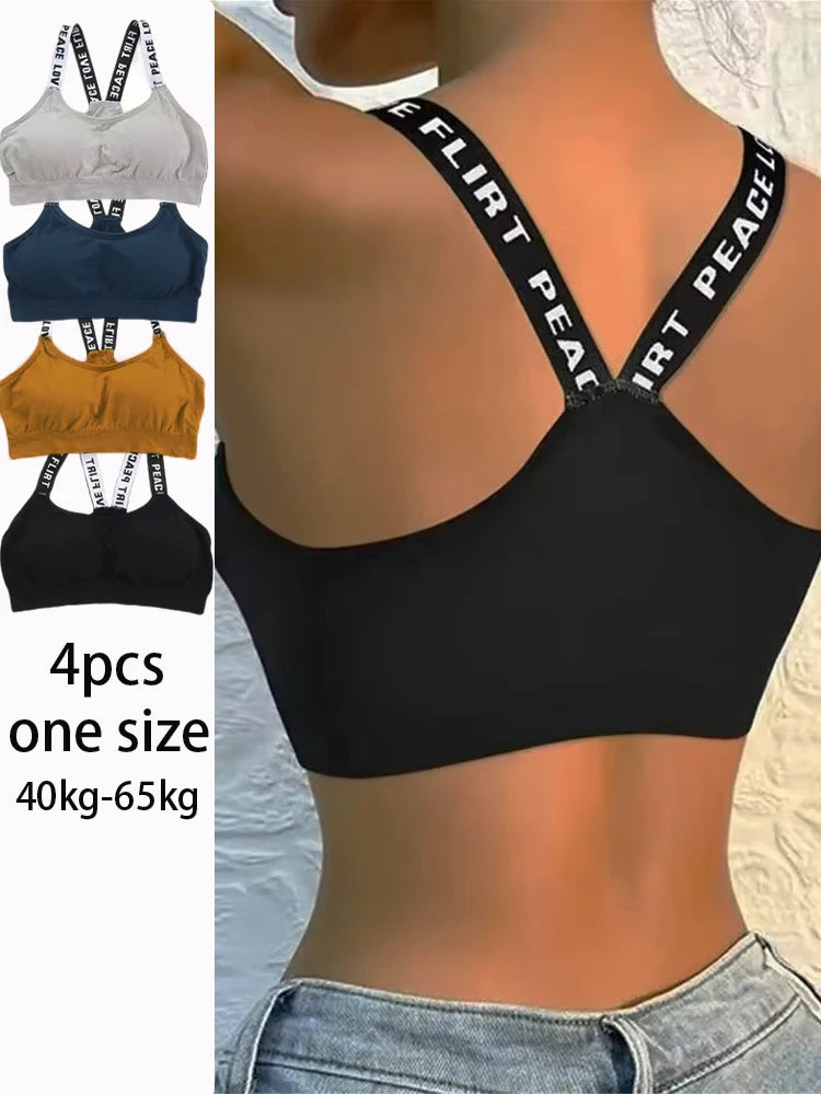 4Pcs Suitable for 40-65kg underwear women without underwire integrated with chest cushion back heart wrap chest fitness yoga