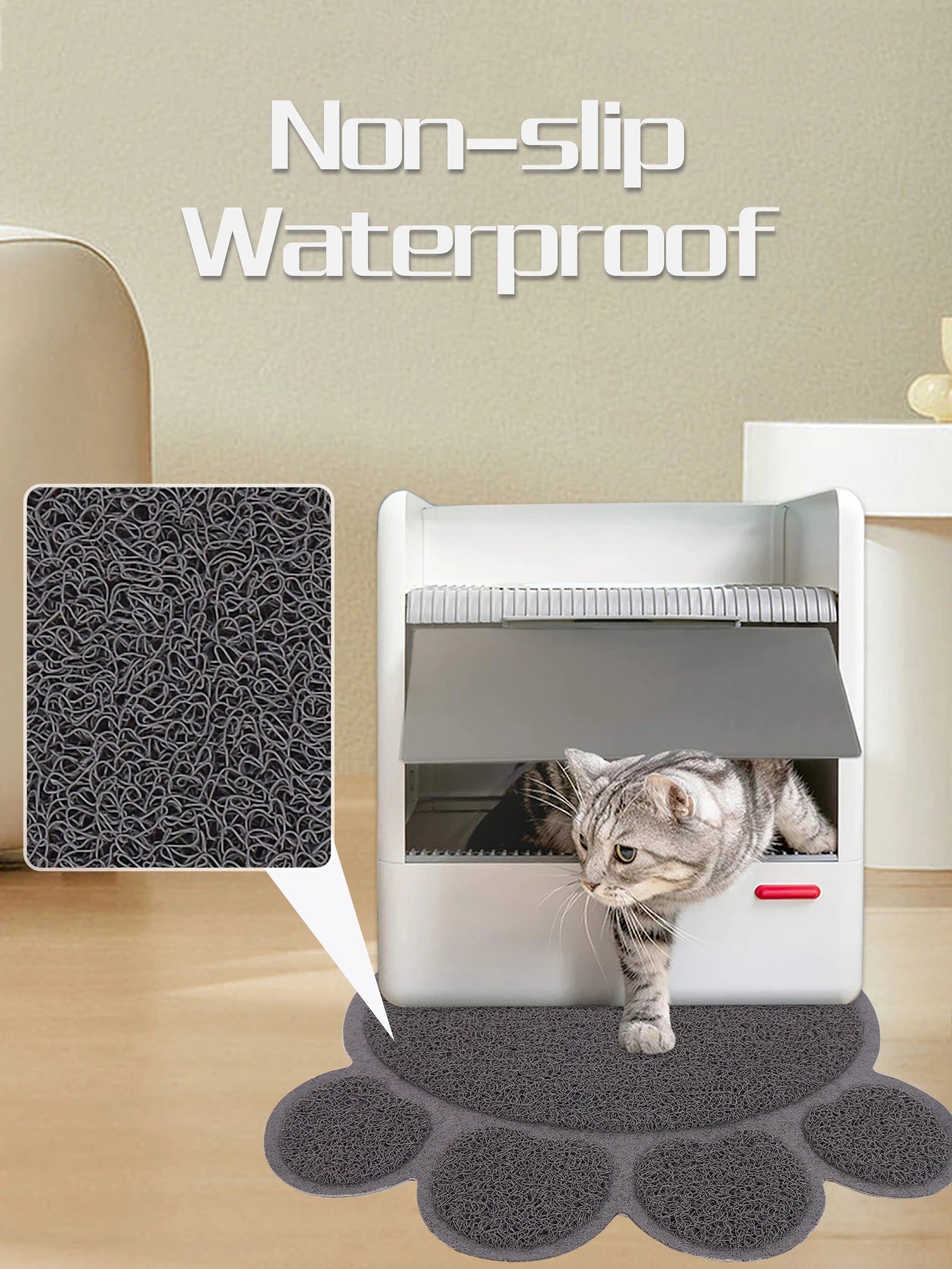A cat claw shape waterproof pet cat and dog feeding mat, non-slip cat food mat, dog water bowl mat for indoor use