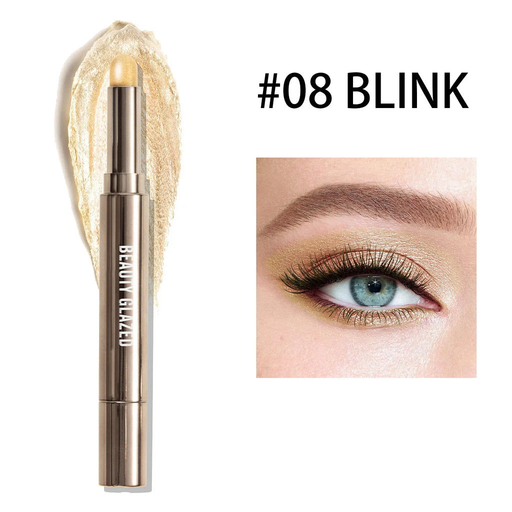 10 Color Double Ended Eye Shadow Stick With Sponge Brush Pearlescent Lasting Eyeshadow Pen Contouring Portable Makeup Cosmetics