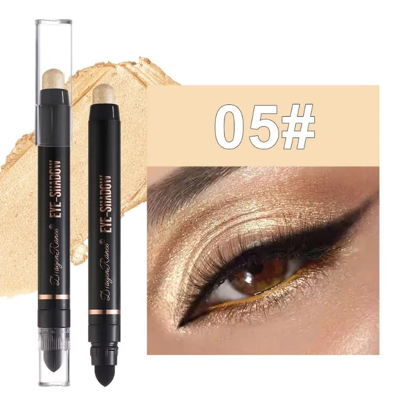 12-color Double Tip Eyeshadow Pen Set Metallic High Gloss Smudger Brighten Eye Makeup Pencil Shining Brown Eye Shadow Cosmetics