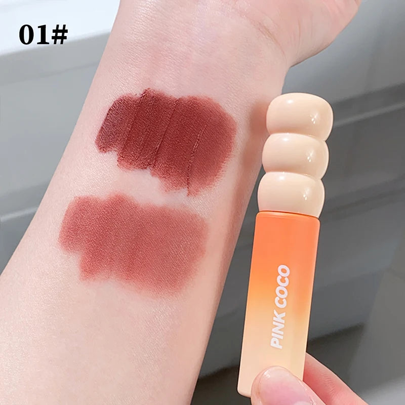 PINK COCO Sunset Galaxy Lip Glaze Matte Matte Velvet Lip Mud Low-saturation Tone Autumn and Winter Matte Lip Glaze