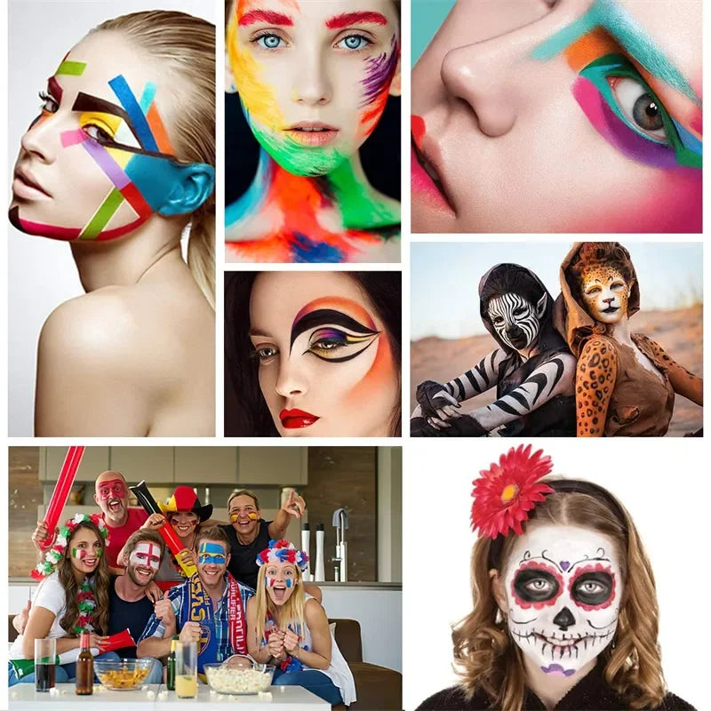 12/20 Colors Face Body Painting Fake Blood ,Halloween Professional Special Effects Makeup Kit with Wound Modeling Scar Wax