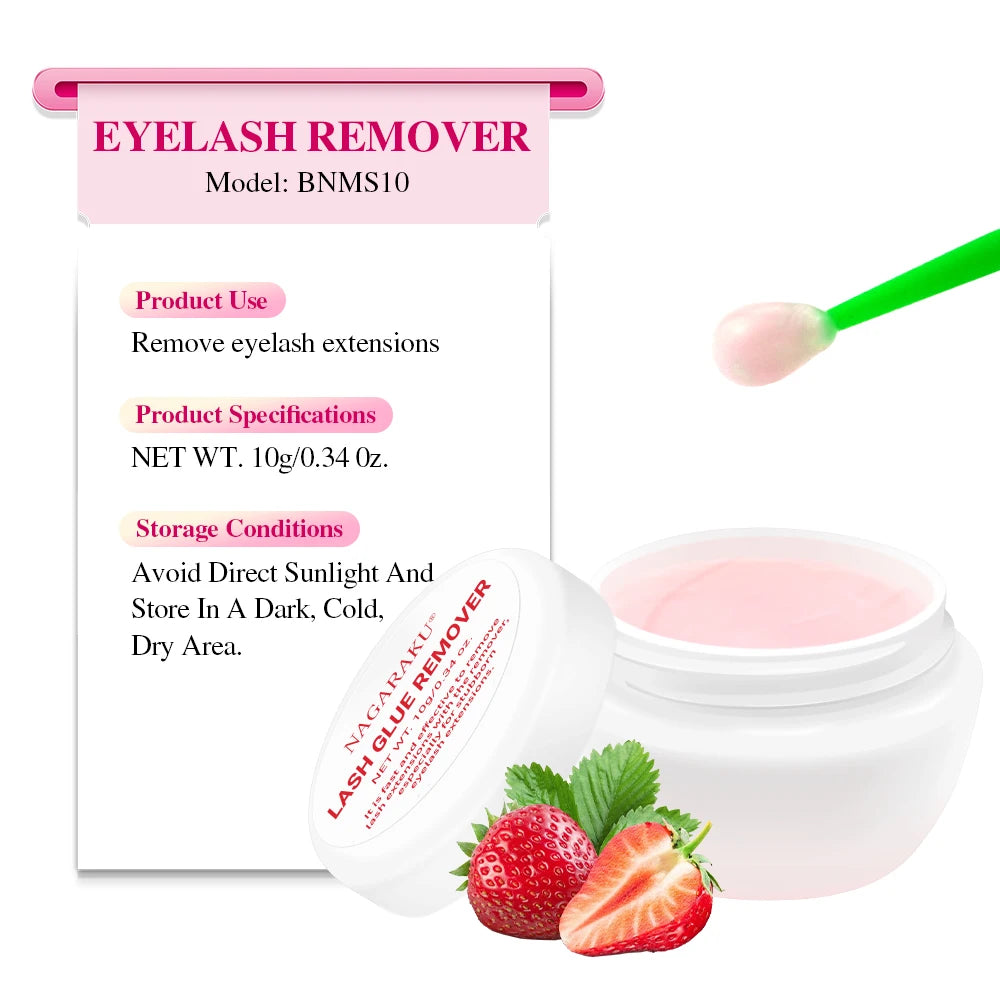 NAGARAKU Fast Remove Safe Eyelashes Glue Remover Eyelash Extension Remover Non-irritating Makeup Tool Lemon Strawberry Flavor