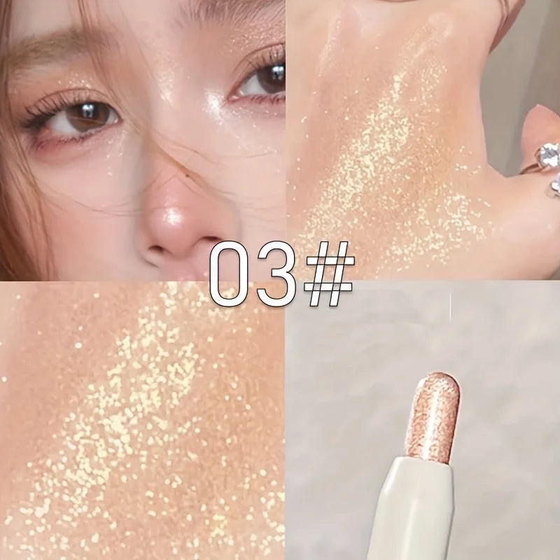 Pearly Glitter Eyeliner & Highlighter Pen - Waterproof, Sparkling Under Crease Eyeshadow Stick For Monochrome Eye Makeup
