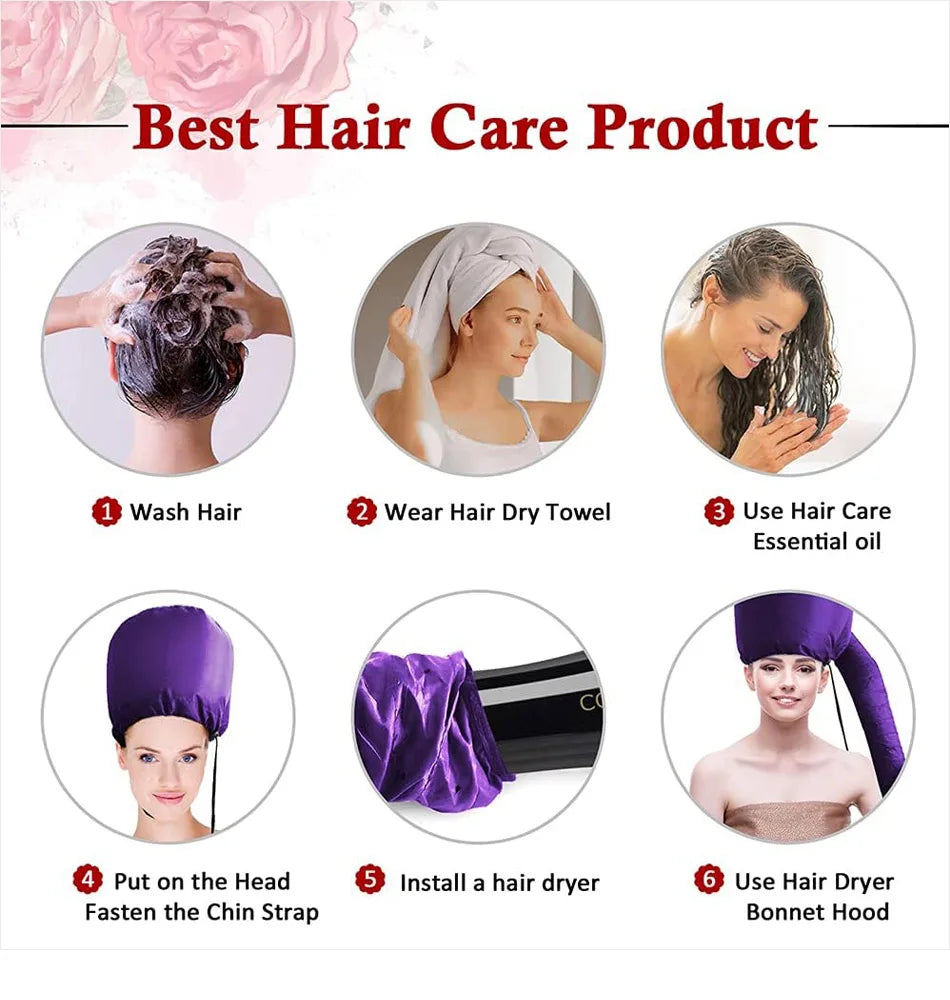 Portable Hair Dryer Bonnet Hood Hair Blow Dryer Attachment 1Pc Adjustable Hairdryer Cap Salon Heating Cap for Drying,Styling