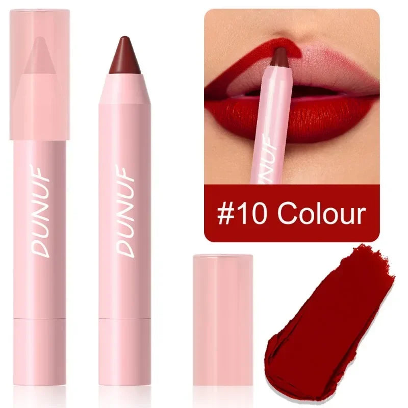 Sexy Dark Red Brown Lipstick Pencil Matte 18 Colors Lip Liner Crayons Rich Full Color Lip Tint Silky Natural Creamy Texture Pen