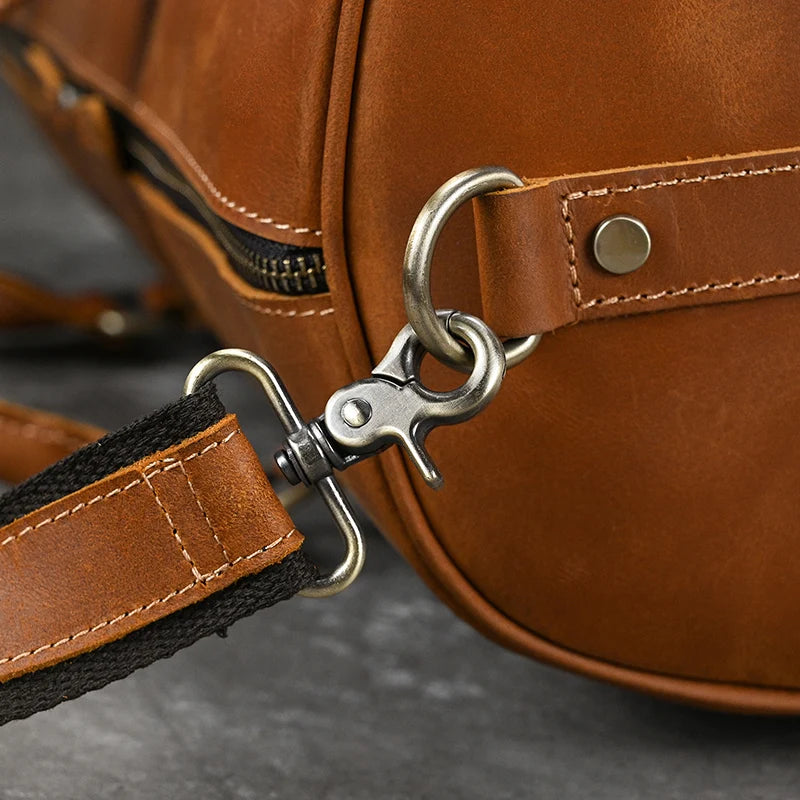 Fashionable Style Men's Leather Travel Handbags Real Cowhide Leather Duffle Bags For Man Male Weekend Bags With Shoe Pocket