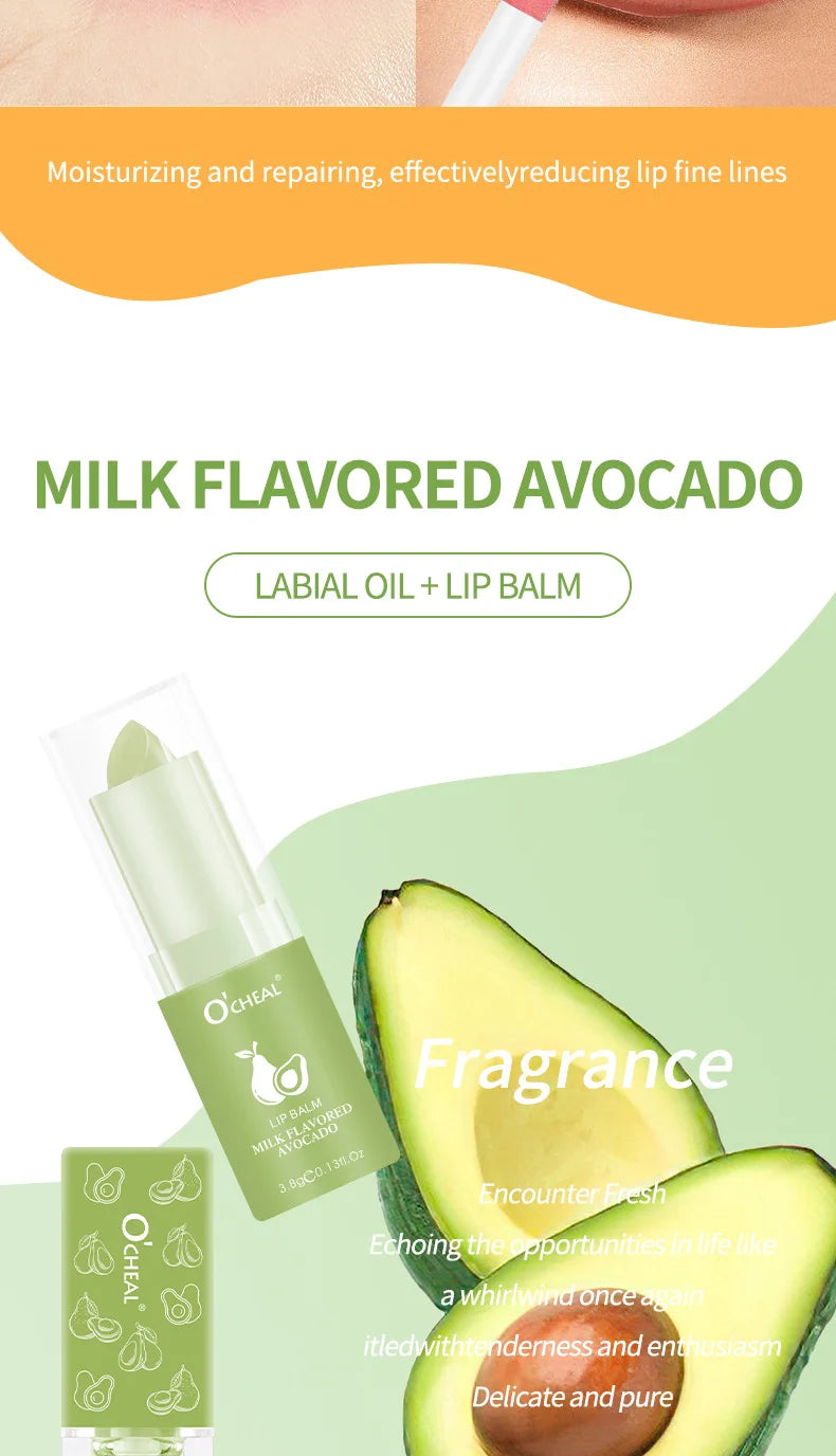 Honey Avocado Lip Balm&Lip Gloss Set PH Color Change Moisturizing Long Lasting Light Pink Lipstick Lips Makeup for Women