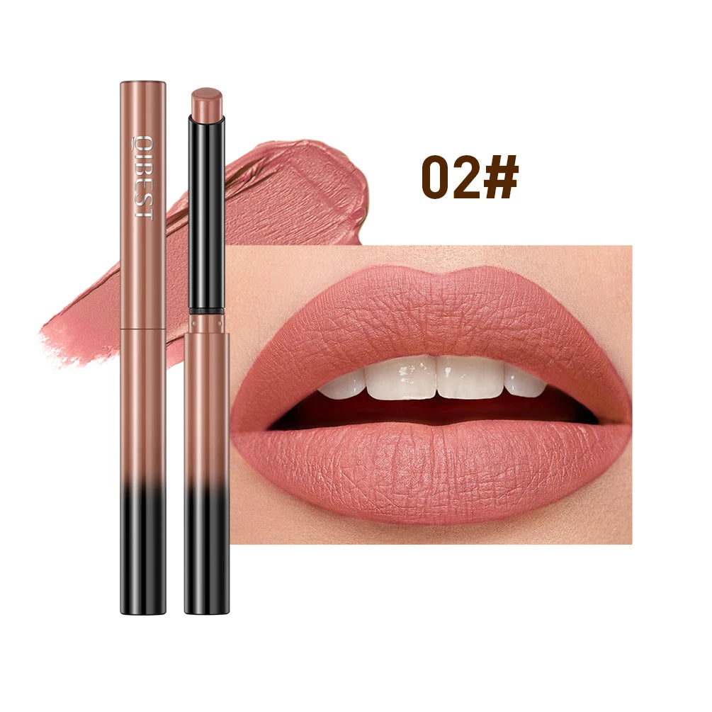 QIBEST 1PC Sexy Matte Lipstick Waterproof Long Lasting Color Rendering Non-stick Velvet Lips Liner Pencil Woman Makeup Cosmetics